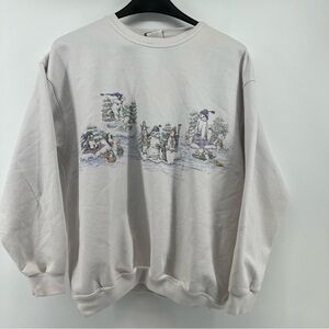 Vintage Northern Reflections XL Sweatshirt Winter Scene Front Back Print 90s